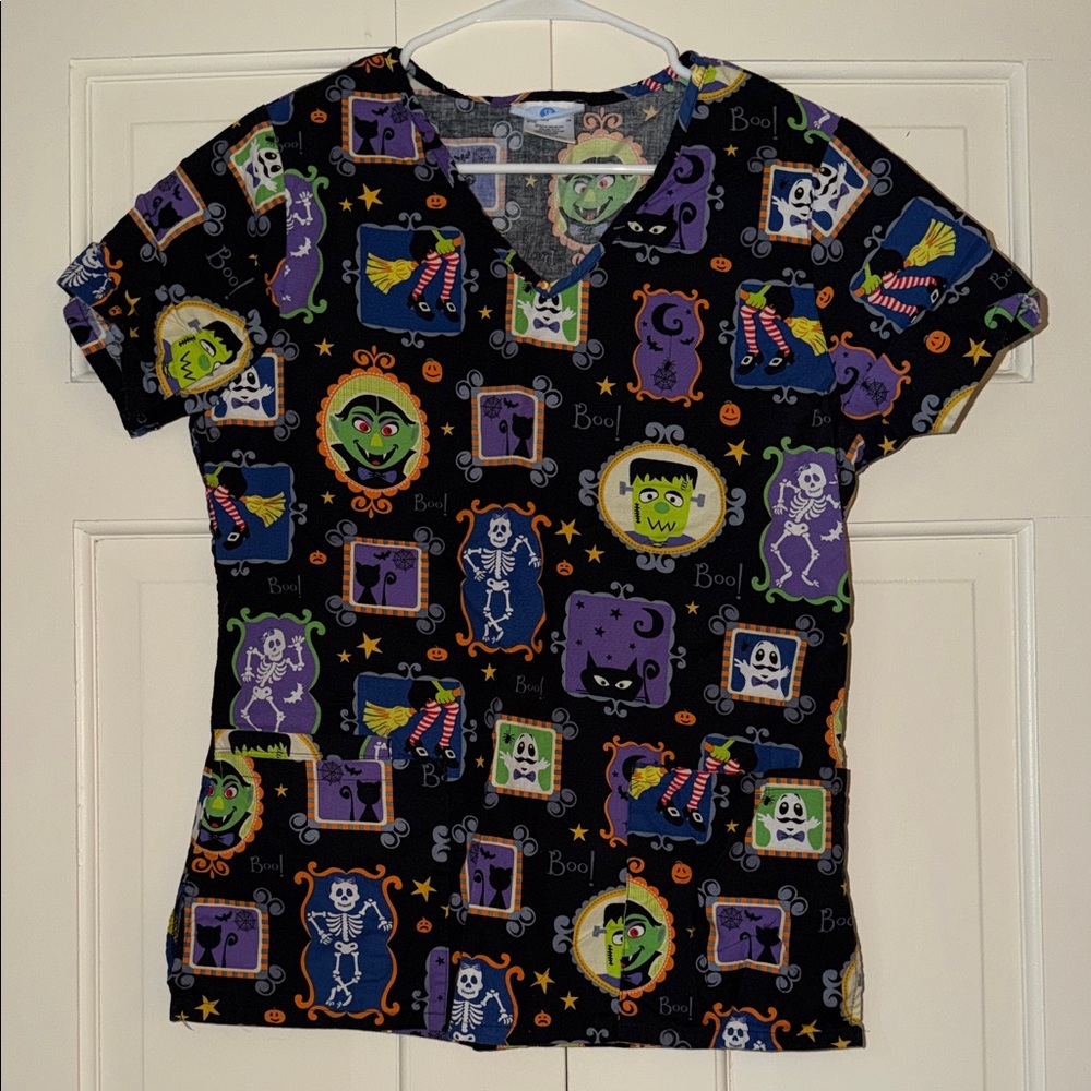 Smart Scrubs Halloween Tee - Black, Green, Purple, Orange